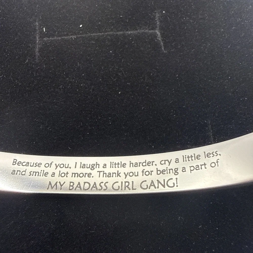 Badass Girl Gang  with quote inside Cuff Bracelet Waves On Outside‎ NEW